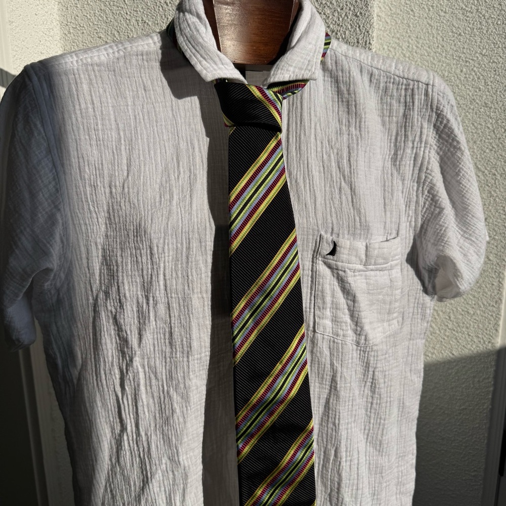NWT Berend D. Witt 100% Silk Tie Black Rainbow Stripe Preppy Mens Necktie